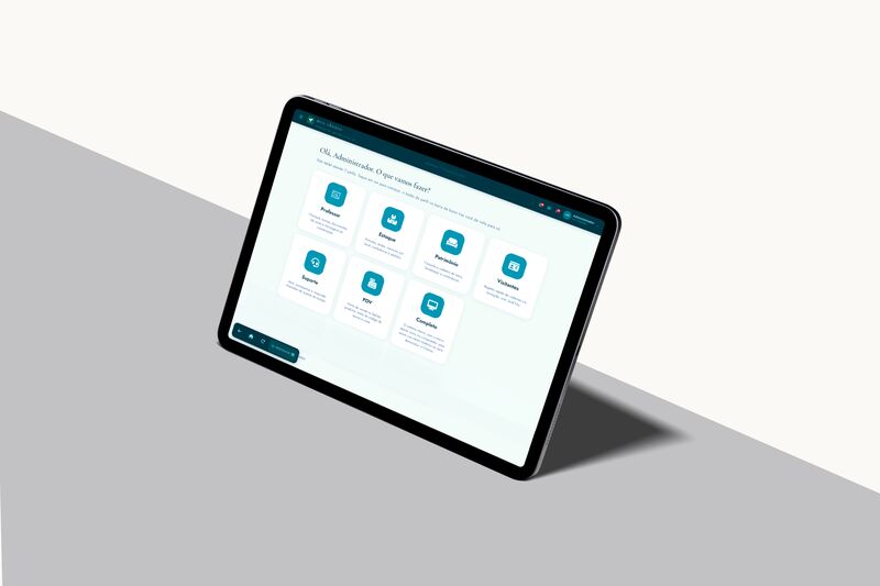 Início do tablet com os perfis