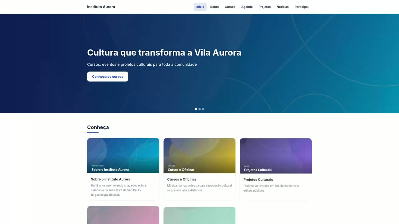 Tela do Chanzo: Tour pelas páginas públicas: site, agenda, inscrições e portais